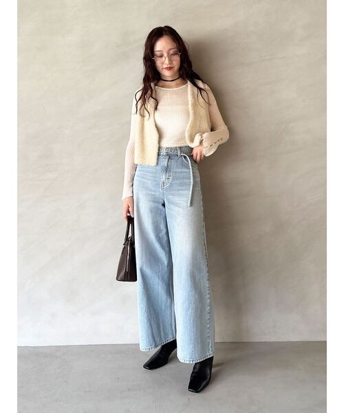 LAGUNAMOON（ラグナムーン）の「ミニシャギーニットベスト（ベスト・レディース・アイボリー/グレー・FREE）」の9枚目の写真