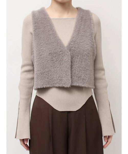 LAGUNAMOON（ラグナムーン）の「ミニシャギーニットベスト（ベスト・レディース・アイボリー/グレー・FREE）」の14枚目の写真