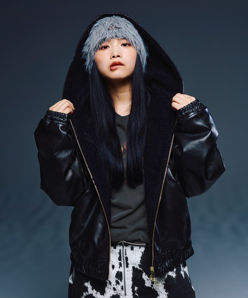 MSG（エムエスジー）の「デニム/合皮 裏ボアショートジップアップ