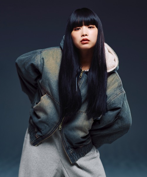 MSG（エムエスジー）の「デニム/合皮　裏ボアショートジップアップジャケット ブルゾン【UNISEX】（ブルゾン・メンズ・ライトグレー/ブルー/ブラック系1/ブラック・XL/L/M/S）」の19枚目の写真