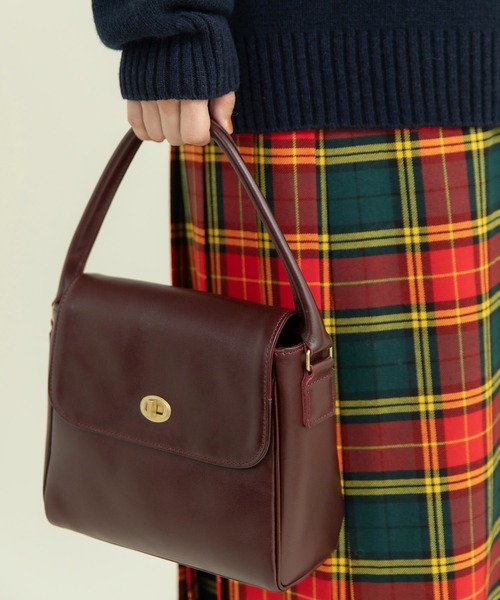 Dot&Stripes CHILD WOMAN(ドットアンドストライプス チャイルドウーマン)の「TIDEWAY別注 MOSS LEATHER ハンドBAG(ハンドバッグ・レディース・ダークブラウン/ブラック・FREE)」の5枚目の写真