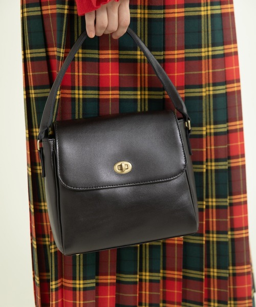 Dot＆Stripes CHILD WOMAN（ドットアンドストライプス　チャイルドウーマン）の「TIDEWAY別注 MOSS LEATHER ハンドBAG（ハンドバッグ・レディース・ダークブラウン/ブラック・FREE）」の19枚目の写真