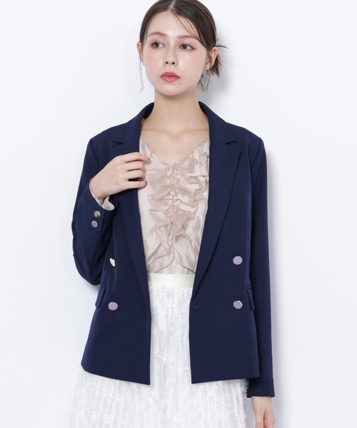 JILL by JILL STUART（ジルバイジルスチュアート）の「＜セットアップ対応＞ベーシックツイルダブル釦ジャケット（テーラードジャケット・レディース・グレー/ブラウン/ネイビー/ベージュ・MEDIUM/SMALL）」の4枚目の写真