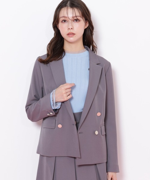 JILL by JILL STUART（ジルバイジルスチュアート）の「＜セットアップ対応＞ベーシックツイルダブル釦ジャケット（テーラードジャケット・レディース・グレー/ブラウン/ネイビー/ベージュ・MEDIUM/SMALL）」の2枚目の写真