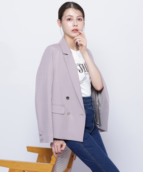 JILL by JILL STUART（ジルバイジルスチュアート）の「＜セットアップ対応＞ベーシックツイルダブル釦ジャケット（テーラードジャケット・レディース・グレー/ブラウン/ネイビー/ベージュ・MEDIUM/SMALL）」の8枚目の写真