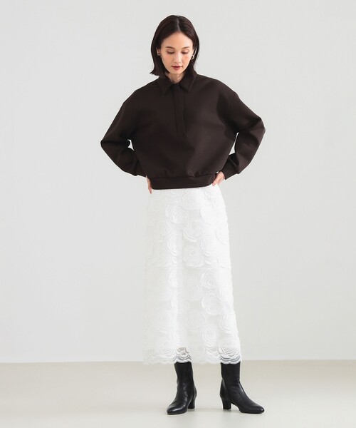 Demi-Luxe BEAMS（デミルクス ビームス）の「【1/1値下げ】ダンボール スキッパープルオーバー（Tシャツ/カットソー・レディース・ブラウン/ブラック・ONE SIZE）」の4枚目の写真