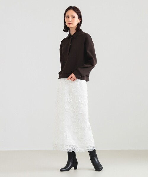 Demi-Luxe BEAMS（デミルクス ビームス）の「【1/1値下げ】ダンボール スキッパープルオーバー（Tシャツ/カットソー・レディース・ブラウン/ブラック・ONE SIZE）」の6枚目の写真