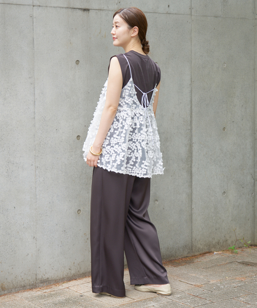 IENA フラワーエンブロイダリーキャミソール 追加》フラワーエンブロイダリー キャミソール（キャミソール