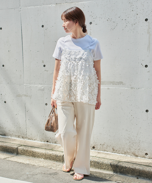 IENA カットワークLACE キャミソール　イエナ IENA - 美品 IENA イエナ レースキャミソール 1点 F ナイロン他