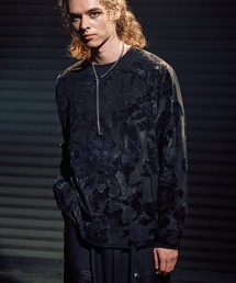 CASPER JOHN | Flocked tulle layered sweat / フロッキーチュールレイヤードスウェット(Tシャツ/カットソー)