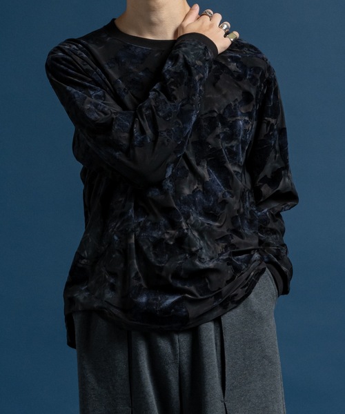 CASPER JOHN（キャスパージョン）の「Flocked tulle layered sweat / フロッキーチュールレイヤードスウェット（Tシャツ/カットソー・メンズ・ブラック/ブラウン・X-SMALL/SMALL/MEDIUM/LARGE）」の8枚目の写真