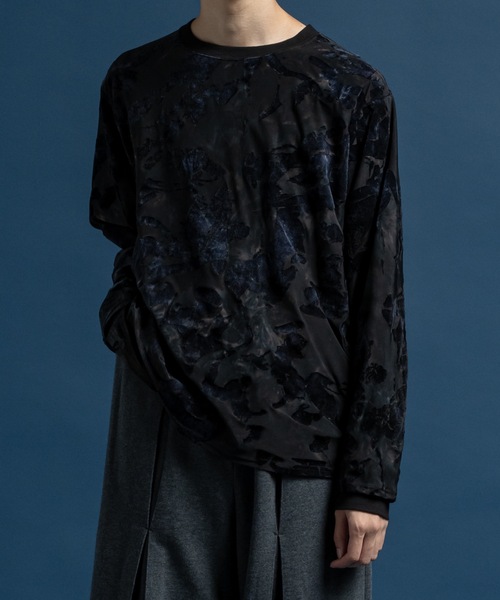 CASPER JOHN（キャスパージョン）の「Flocked tulle layered sweat / フロッキーチュールレイヤードスウェット（Tシャツ/カットソー・メンズ・ブラック/ブラウン・X-SMALL/SMALL/MEDIUM/LARGE）」の7枚目の写真