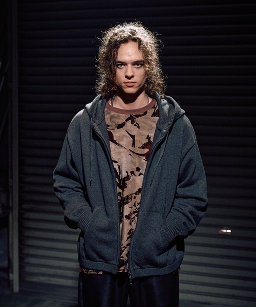 CASPER JOHN（キャスパージョン）の「Flocked tulle layered sweat / フロッキーチュールレイヤードスウェット（Tシャツ/カットソー・メンズ・ブラック/ブラウン・X-SMALL/SMALL/MEDIUM/LARGE）」の5枚目の写真