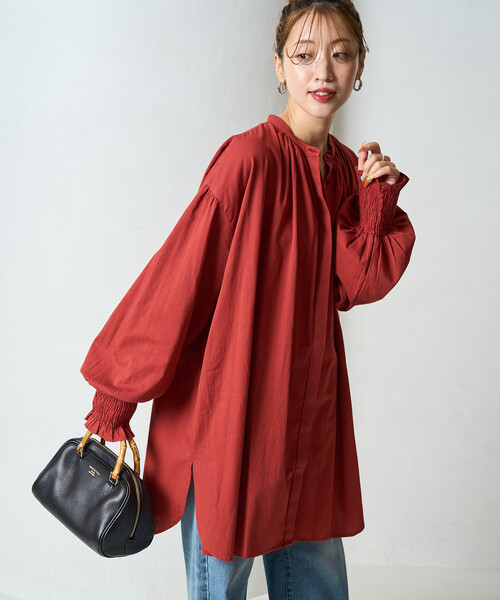 ババグーリ☆17年秋☆シルクコットン木版プリントロング羽織ブラウス☆美品です ババグーリ☆17年秋☆シルクコットン木版プリントロング羽織