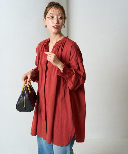 FREAK'S STORE(フリークスストア)の「限定展開 インド コットン ツイルシャーリング パフスリーブ ブラウス(シャツ/ブラウス・レディース・ベージュ/ネイビー/ラベンダー/レッド/ブラック/オフホワイト・フリ-)」の7枚目の写真