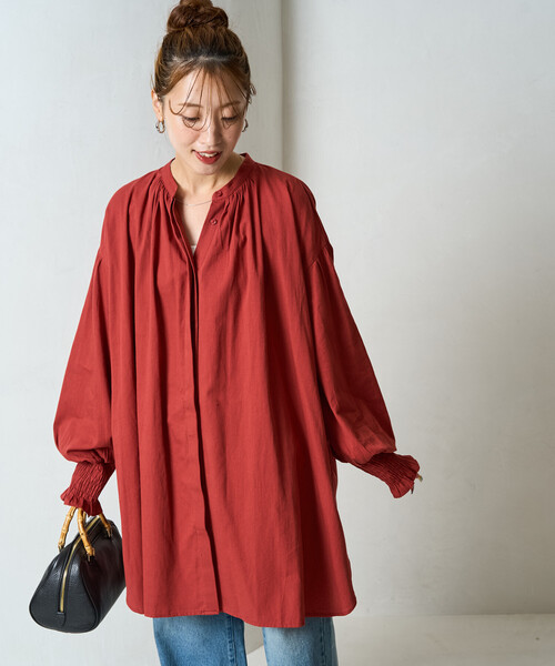 FREAK'S STORE(フリークスストア)の「限定展開 インド コットン ツイルシャーリング パフスリーブ ブラウス(シャツ/ブラウス・レディース・ベージュ/ネイビー/ラベンダー/レッド/ブラック/オフホワイト・フリ-)」の12枚目の写真