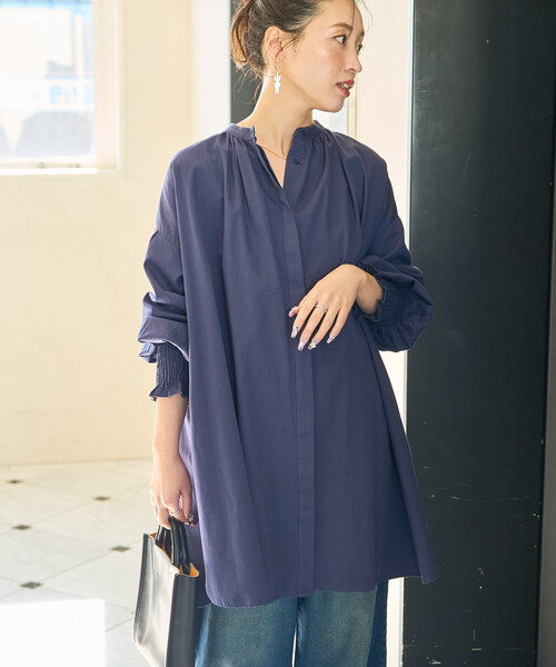 限定展開 インド コットン ツイルシャーリング パフスリーブ