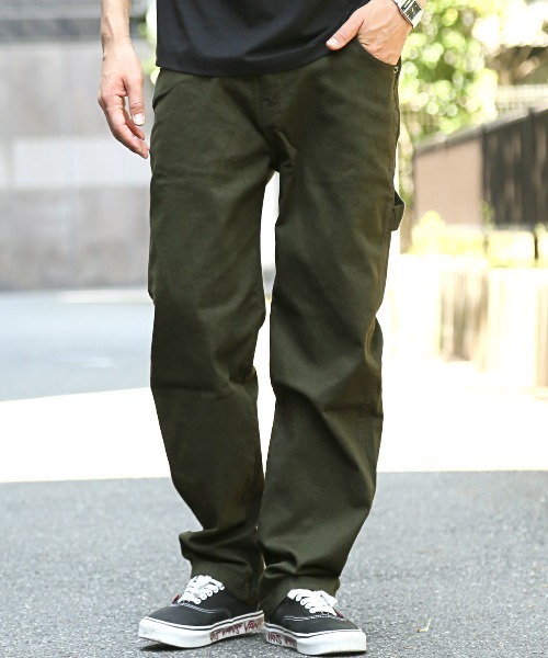 LUXSTYLE（ラグスタイル）の「ワイドペインターストレッチツイルパンツ（チノパンツ・メンズ・ベージュ/ブラック/カーキ/チャコールグレー・M/L/XL）」の4枚目の写真