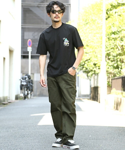LUXSTYLE（ラグスタイル）の「ワイドペインターストレッチツイルパンツ（チノパンツ・メンズ・ベージュ/ブラック/カーキ/チャコールグレー・M/L/XL）」の6枚目の写真