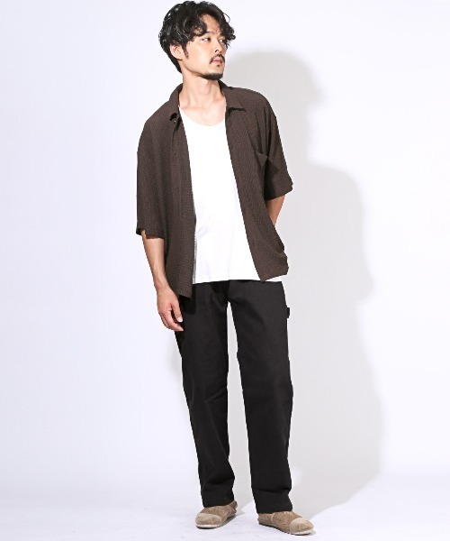 LUXSTYLE（ラグスタイル）の「ワイドペインターストレッチツイルパンツ（チノパンツ・メンズ・ベージュ/ブラック/カーキ/チャコールグレー・M/L/XL）」の8枚目の写真