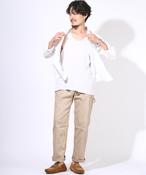 LUXSTYLE（ラグスタイル）の「ワイドペインターストレッチツイルパンツ（チノパンツ・メンズ・ベージュ/ブラック/カーキ/チャコールグレー・M/L/XL）」の12枚目の写真