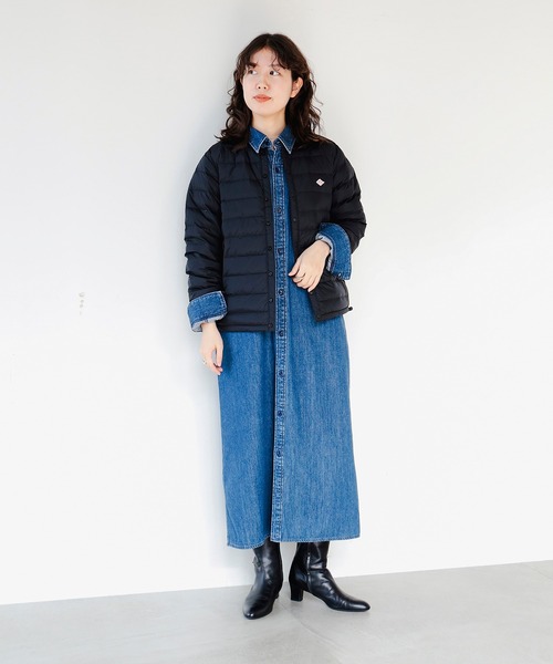 美品　DANTON インナーダウンジャケット XS ブラック DANTON / インナー ダウン クルーネック ジャケット 25FW（XS～M