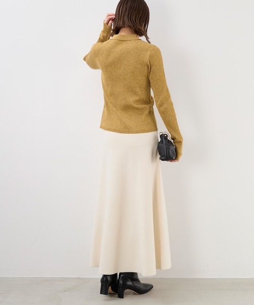 MICA&DEAL（マイカ＆ディール）の「ハーフミラノフレアニットスカート〈セットアップ対応〉（スカート・レディース・ブラウン/グレー/アイボリー・FREE）」の8枚目の写真