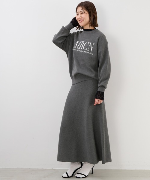 MICA&DEAL（マイカ＆ディール）の「ハーフミラノフレアニットスカート〈セットアップ対応〉（スカート・レディース・ブラウン/グレー/アイボリー・FREE）」の9枚目の写真