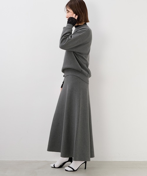 MICA&DEAL（マイカ＆ディール）の「ハーフミラノフレアニットスカート〈セットアップ対応〉（スカート・レディース・ブラウン/グレー/アイボリー・FREE）」の11枚目の写真