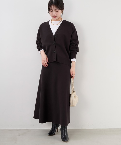 MICA&DEAL（マイカ＆ディール）の「ハーフミラノフレアニットスカート〈セットアップ対応〉（スカート・レディース・ブラウン/グレー/アイボリー・FREE）」の20枚目の写真