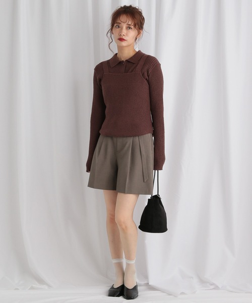 mysty woman（ミスティウーマン）の「ベルテッドショートパンツ 582499（その他パンツ・レディース・ブラウン系その他/ベージュ系その他/グレイッシュベージュ・FREE）」の7枚目の写真