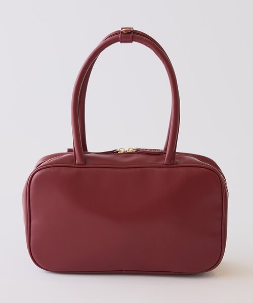 バーガンディ レザーボストンバッグ 公式】 DOUBLES レザーボストンバッグ イタリアンソフト牛革＆馬革