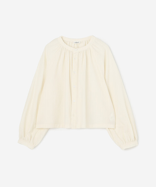 LE GLAZIK（ルグラジック）の「LE GLAZIK | ポリエステルコットン ギャザーシャツ WOMEN（シャツ/ブラウス・レディース・グリーン系その他/クリーム/ブラック・36）」の3枚目の写真