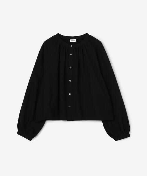 LE GLAZIK（ルグラジック）の「LE GLAZIK | ポリエステルコットン ギャザーシャツ WOMEN（シャツ/ブラウス・レディース・グリーン系その他/クリーム/ブラック・36）」の2枚目の写真