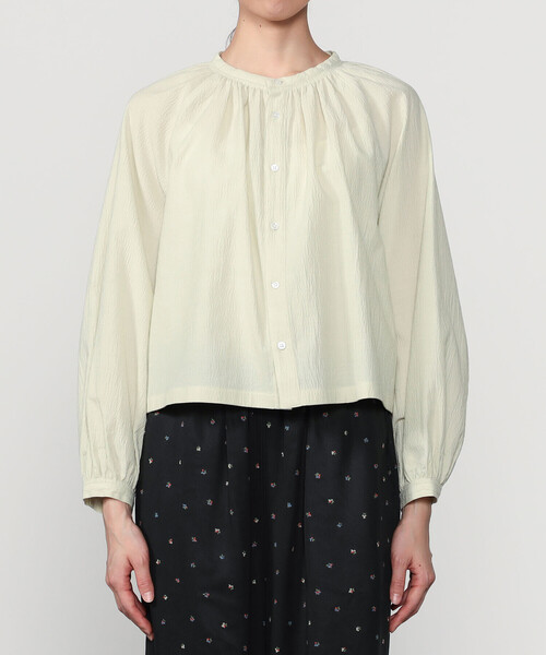 LE GLAZIK（ルグラジック）の「LE GLAZIK | ポリエステルコットン ギャザーシャツ WOMEN（シャツ/ブラウス・レディース・グリーン系その他/クリーム/ブラック・36）」の10枚目の写真