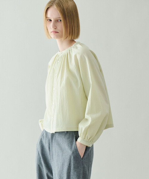 LE GLAZIK（ルグラジック）の「LE GLAZIK | ポリエステルコットン ギャザーシャツ WOMEN（シャツ/ブラウス・レディース・グリーン系その他/クリーム/ブラック・36）」の16枚目の写真