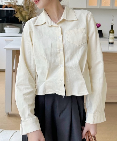 Ada.(エイダ)の「ポケット付き レギュラーカラー ウエストタック 長袖シャツ(シャツ/ブラウス・レディース・アイボリー/ブルー系その他/ホワイト・FREE)」の22枚目の写真