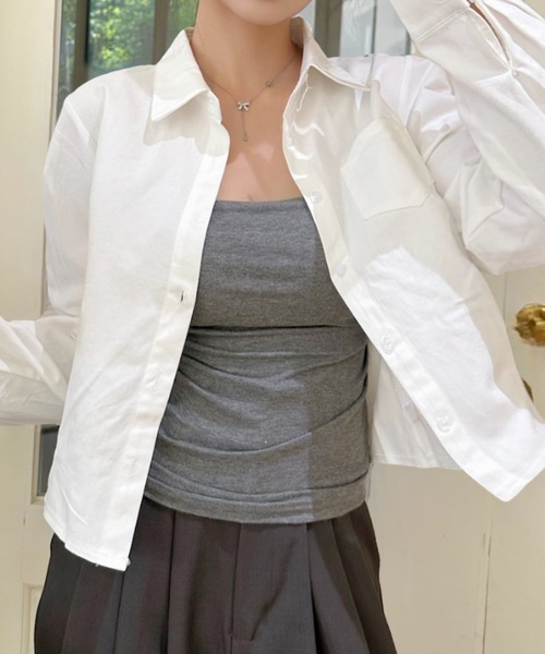 Ada.(エイダ)の「ポケット付き レギュラーカラー ウエストタック 長袖シャツ(シャツ/ブラウス・レディース・アイボリー/ブルー系その他/ホワイト・FREE)」の18枚目の写真