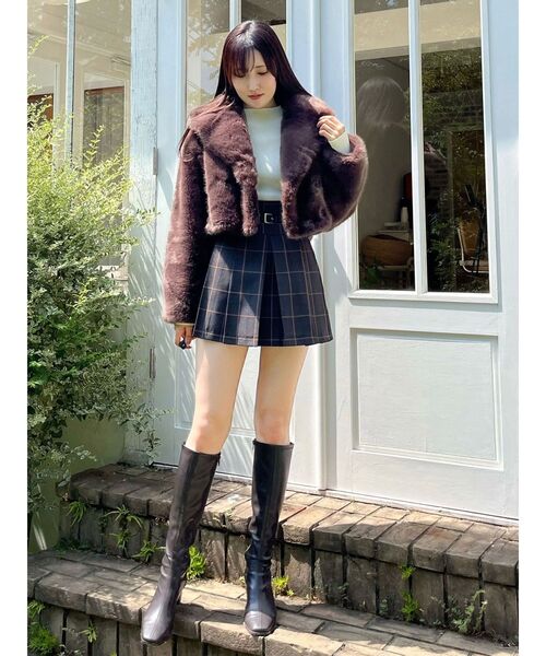 セール】テーラードカラーフェイクファーショートコート（その他