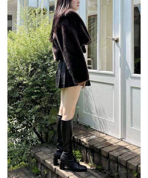 テーラードカラーフェイクファーショートコート（その他アウター