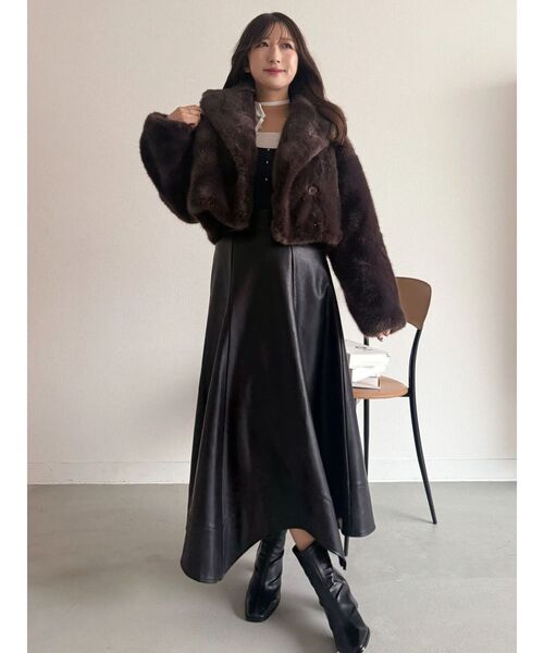 MERCURYDUO（マーキュリーデュオ）の「テーラードカラーフェイクファーショートコート（その他アウター・レディース・ブラウン/ベージュ/アイボリー・SMALL/MEDIUM）」の22枚目の写真