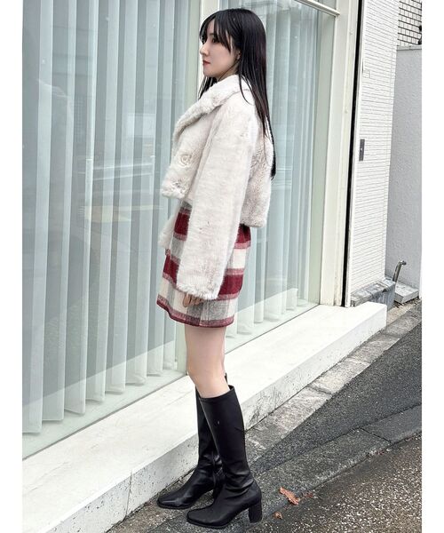 セール】テーラードカラーフェイクファーショートコート（その他