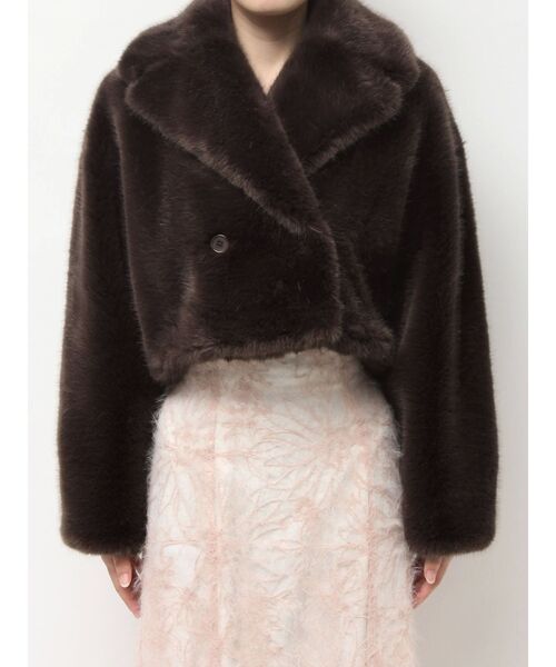 テーラードカラーフェイクファーショートコート（その他アウター