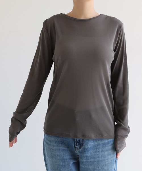 andme(アンドミー)の「【選べるネックデザイン】長袖シアートップス(Tシャツ/カットソー・レディース・オリーブ系/アイボリー/ブラック/グレー系1/アイボリー系1/ブラック系1/チャコールグレー/オリーブ系1・FREE)」の20枚目の写真