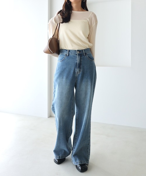 andme(アンドミー)の「【選べるネックデザイン】長袖シアートップス(Tシャツ/カットソー・レディース・オリーブ系/アイボリー/ブラック/グレー系1/アイボリー系1/ブラック系1/チャコールグレー/オリーブ系1・FREE)」の14枚目の写真
