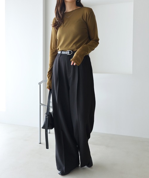 トップス himari9696 セール】【選べるネックデザイン】長袖シアートップス（Tシャツ