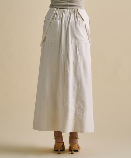 UNITED TOKYO(ユナイテッドトウキョウ)の「Vintage Nep Suspender Skirt|セットアップ/細見え/春服(スカート・レディース・ブラック/オフホワイト・1/2)」の8枚目の写真
