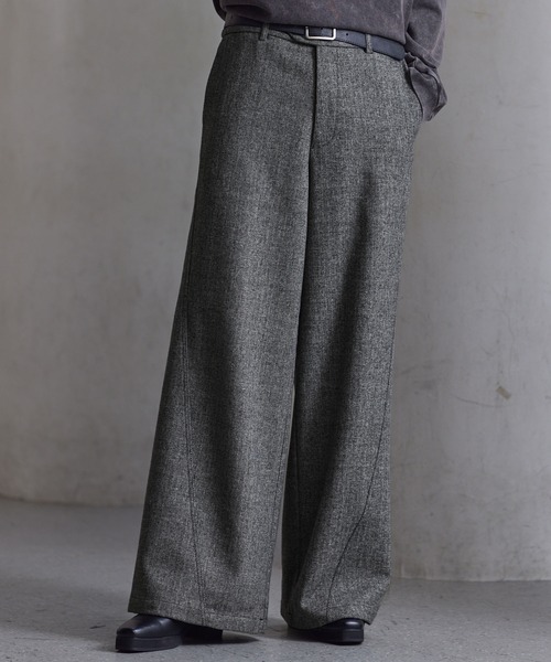 セール】【CLEL】Wool Blend Herringbone Tweed 3D Pants / ウール