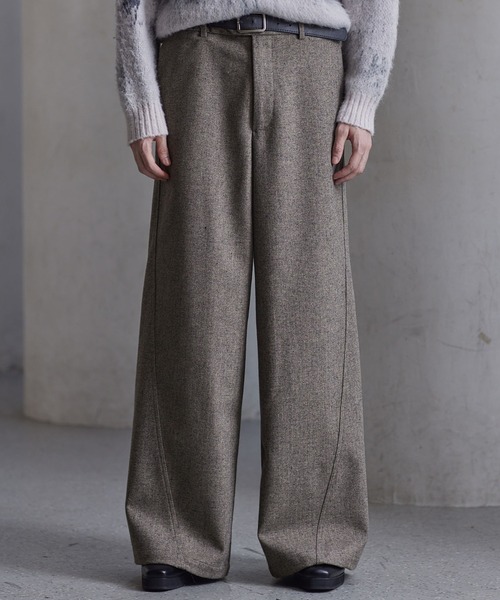 CLEL】Wool Blend Herringbone Tweed 3D Pants / ウールブレンド