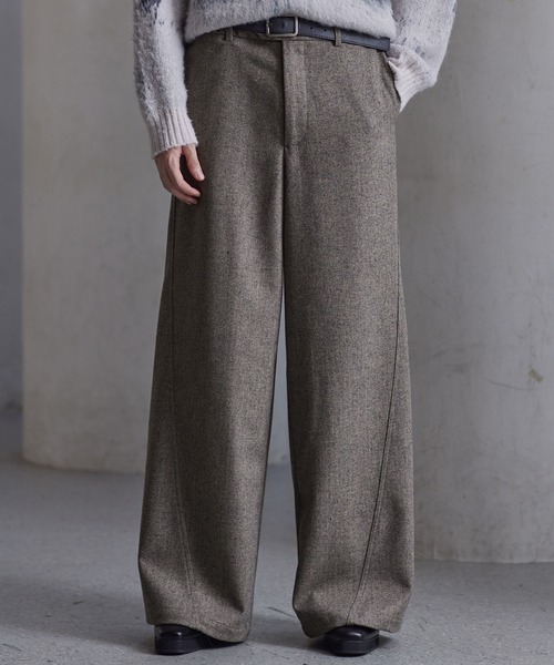CLEL】Wool Blend Herringbone Tweed 3D Pants / ウールブレンド